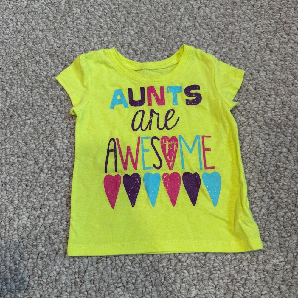 Children's Place Girls Neon Aunts Are‎ Awesome Graphic T-Shirt Size 18-24 Months